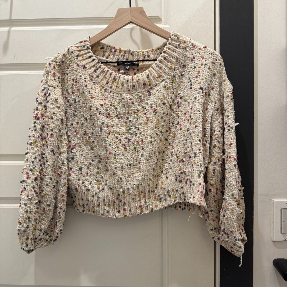 Lulus | Cropped cream polka dot sweater | Size S/M